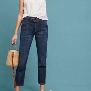 Anthropologie Belted Ultra High-Rise Straight Jean